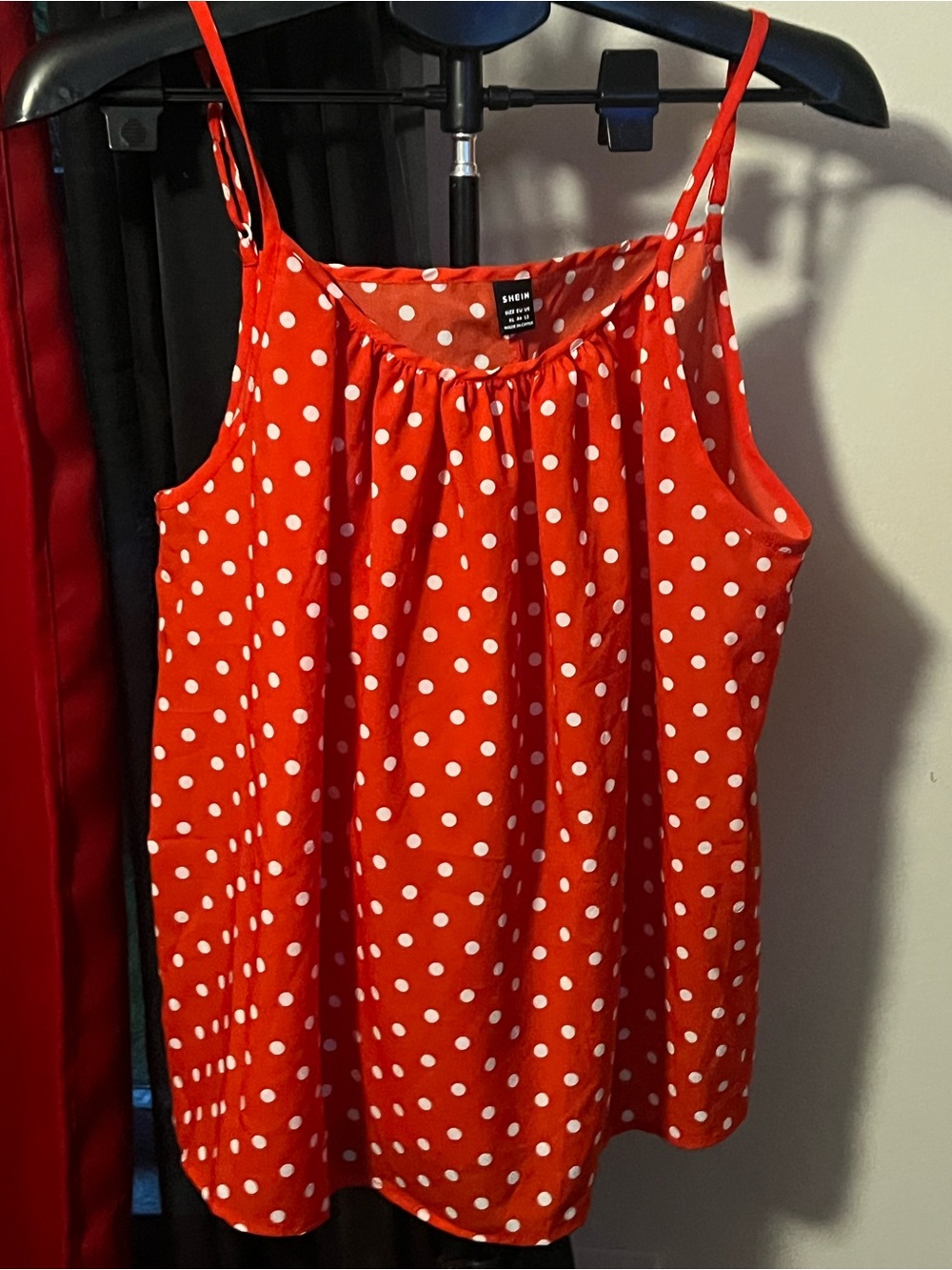 SHEIN Red Polka Dot Spaghetti Tank for Women